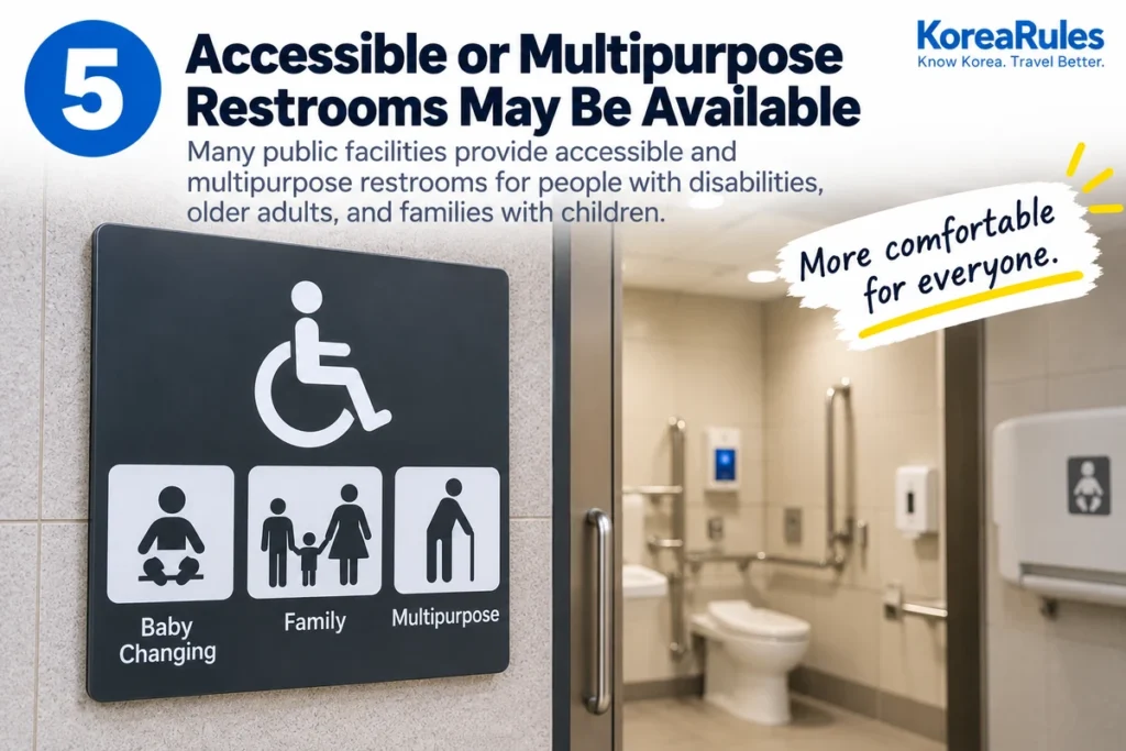 Accessible and multipurpose restroom facilities in Korea