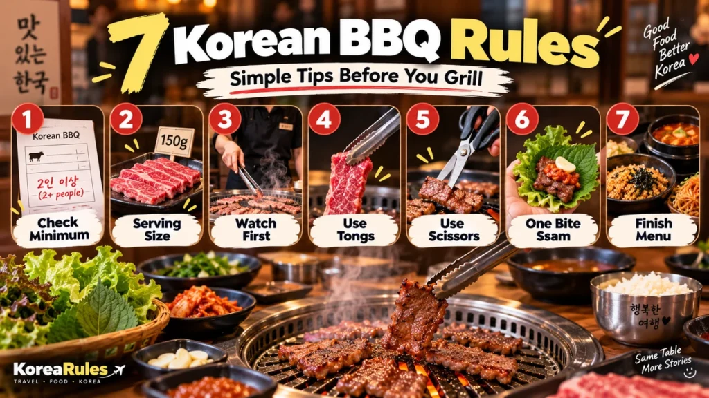 Overview of seven Korean BBQ rules for tourists