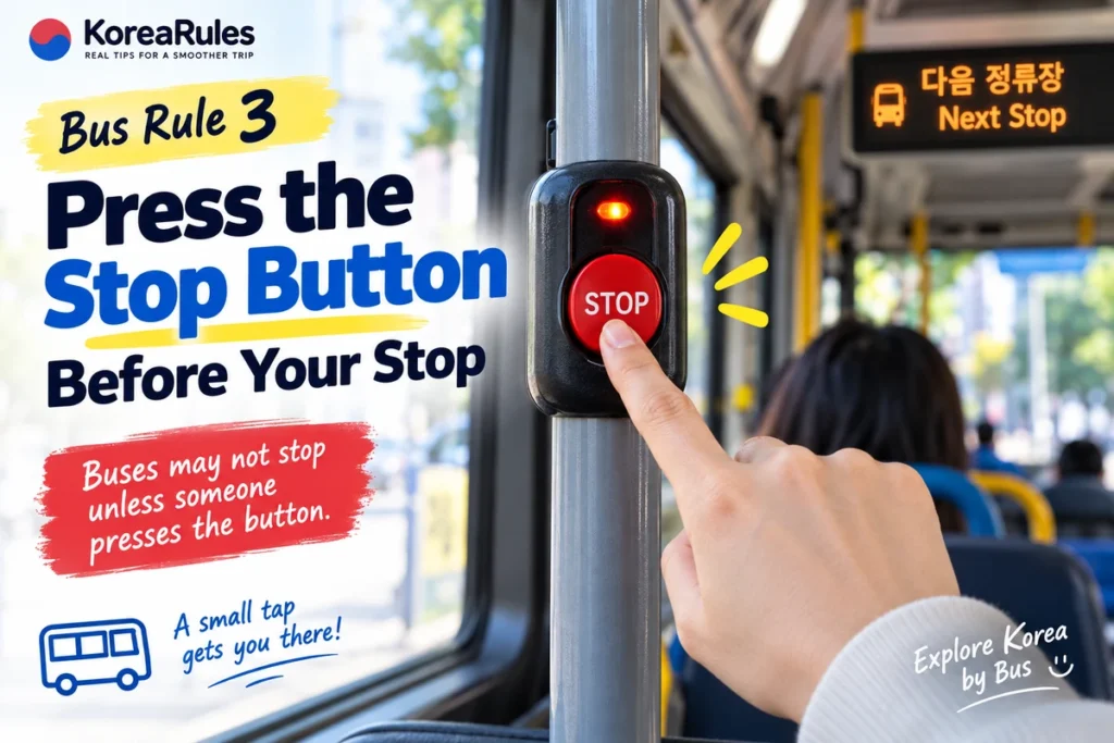 Pressing the stop button before getting off a Korean bus