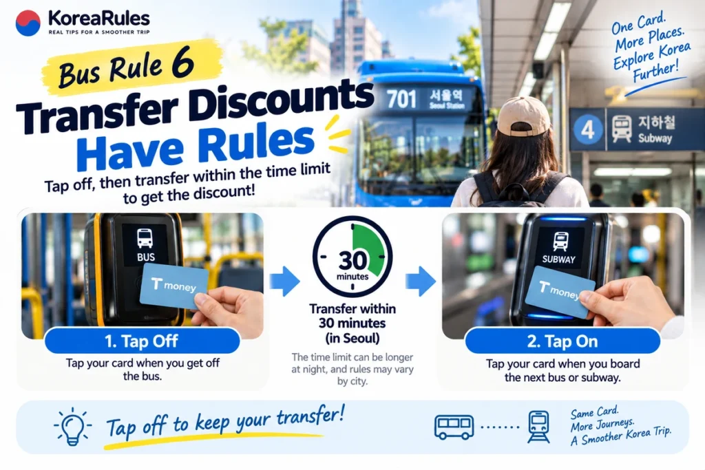 Using a transportation card for a bus and subway transfer in Seoul