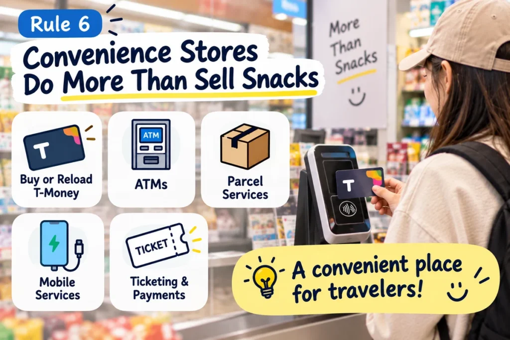 T-Money ATM and other useful services at a Korean convenience store