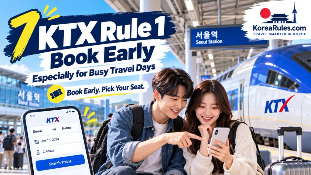 Traveler booking a KTX ticket early for a busy travel day in Korea