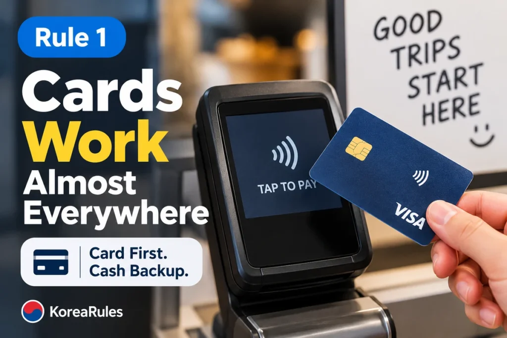 Traveler paying by credit card in Korea