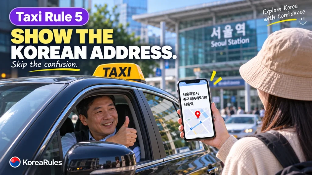 Showing a Korean address to a taxi driver in Korea