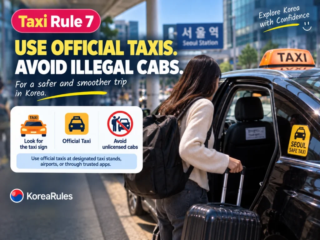 Using an official taxi stand when traveling in Korea