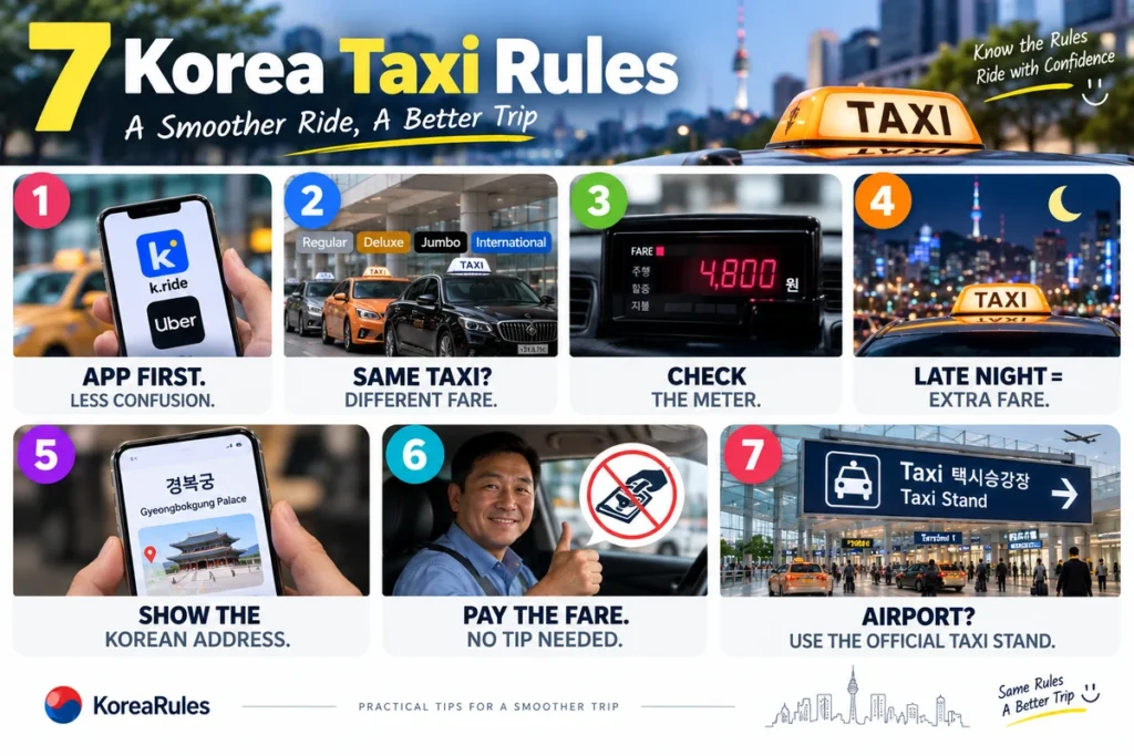 Overview of seven taxi rules for travelers in Korea
