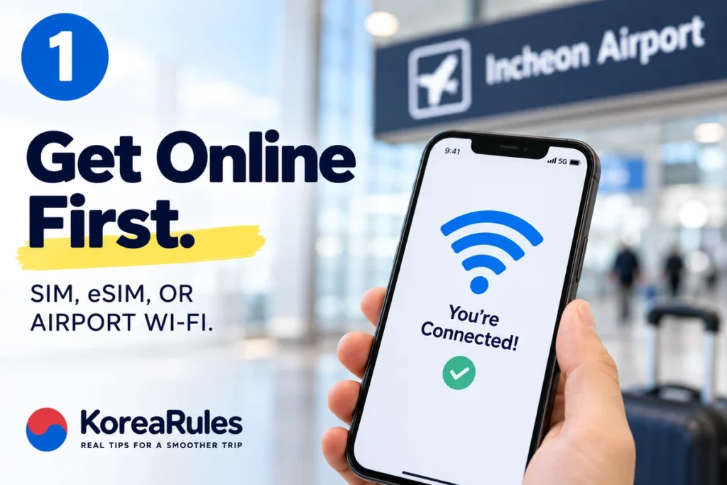 Getting internet access at Incheon Airport with SIM eSIM or Wi-Fi