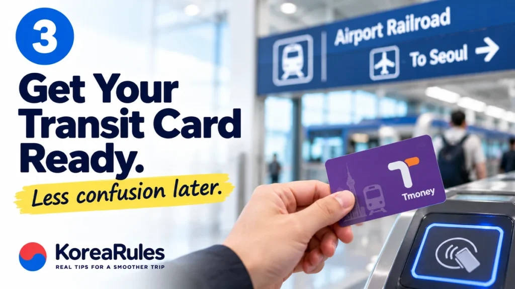 Preparing a T-Money transportation card after arriving in Korea
