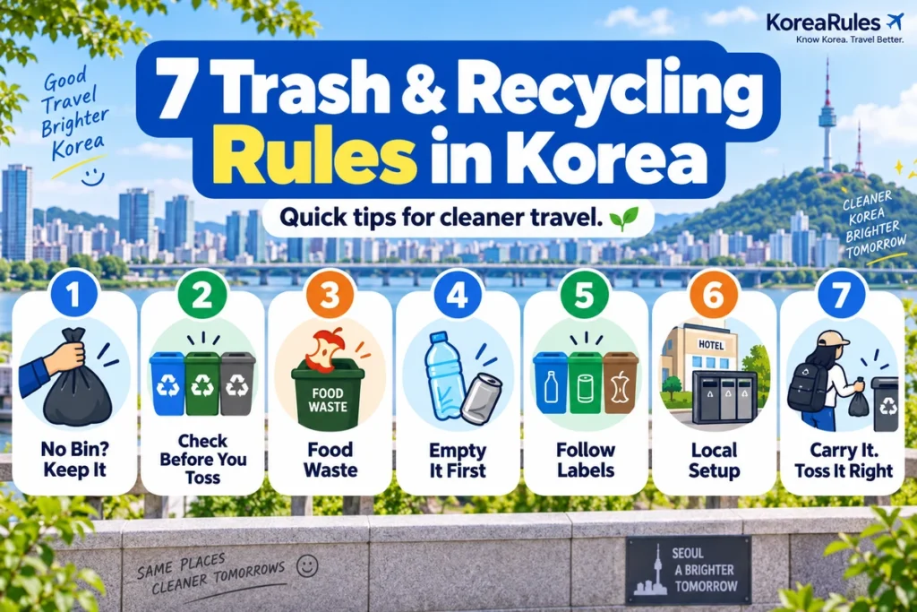 Overview of seven trash and recycling rules for travelers in Korea